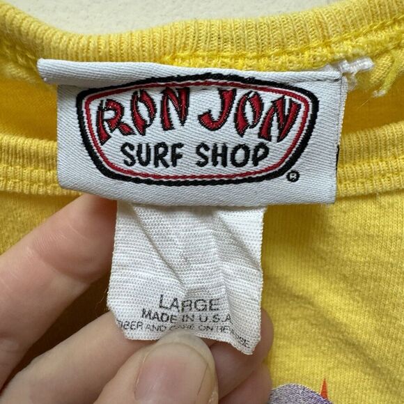 VTG Ron Jon Surf Shop Shirt Large Yellow Tank Top Y2K Made In USA - Picture 3 of 8